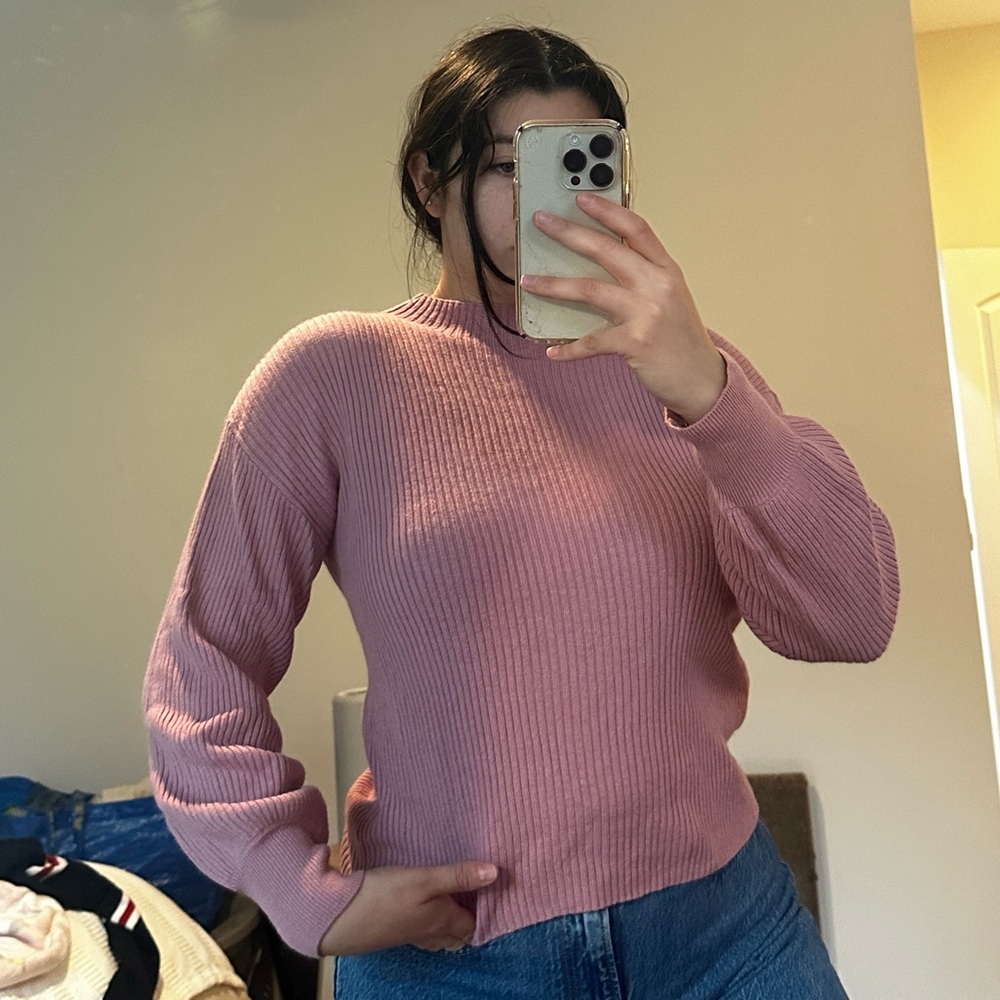 Gianni Bini Mock Neck Ribbed Sweater